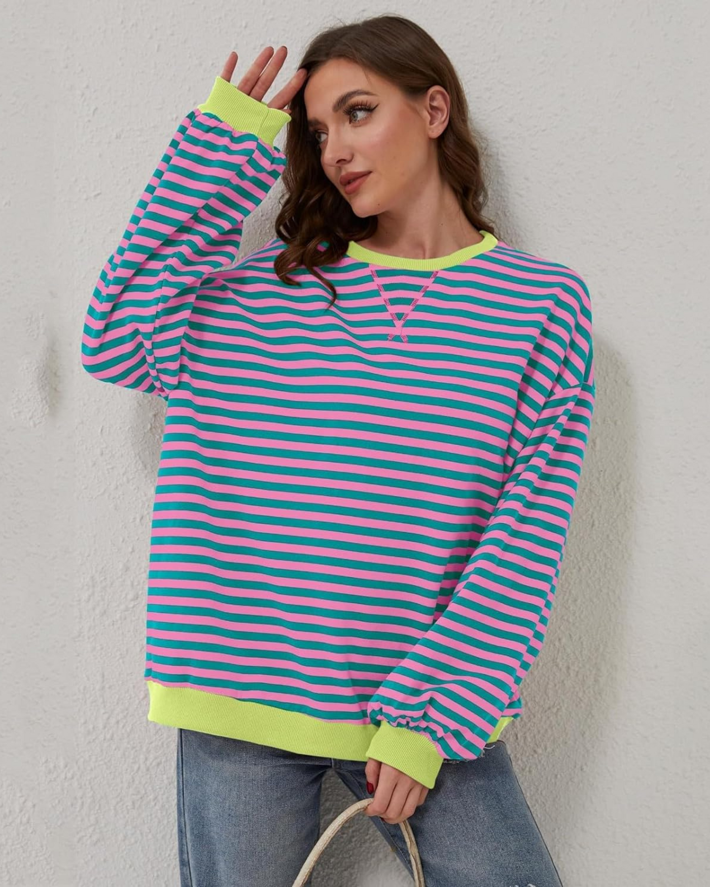 Luna™ | Oversized Striped Long-sleeve Crewneck