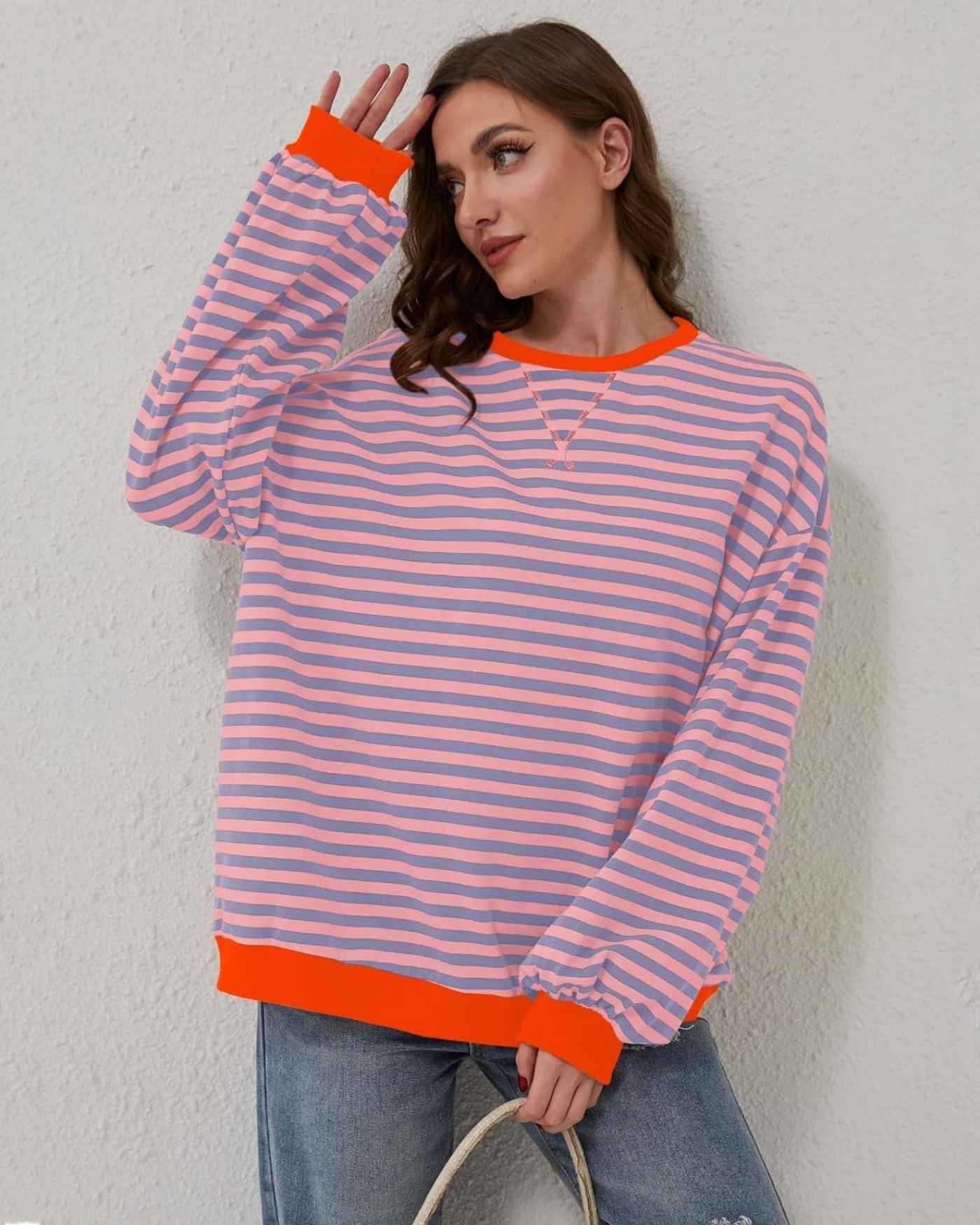 Luna™ | Oversized Striped Long-sleeve Crewneck