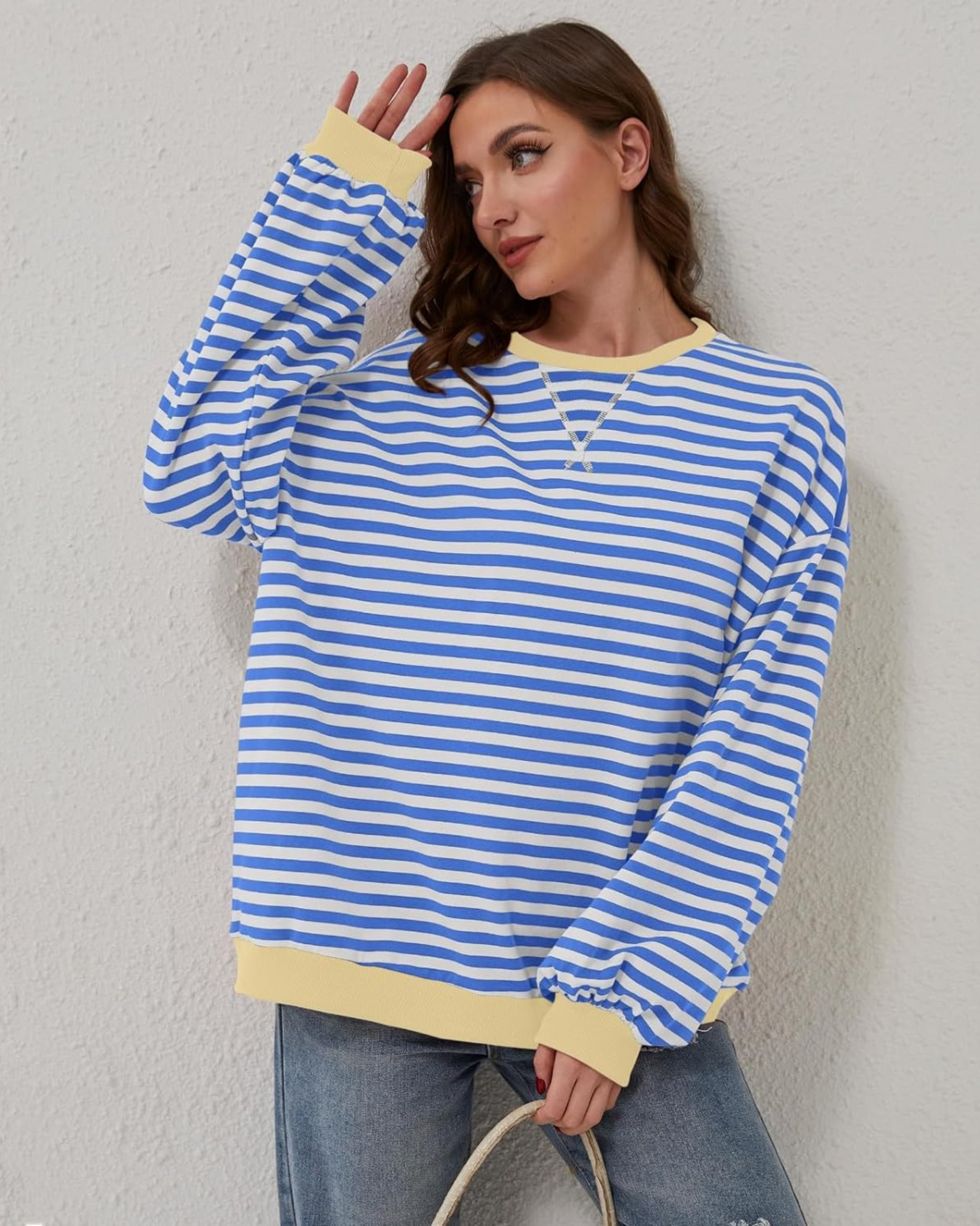 Luna™ | Oversized Striped Long-sleeve Crewneck