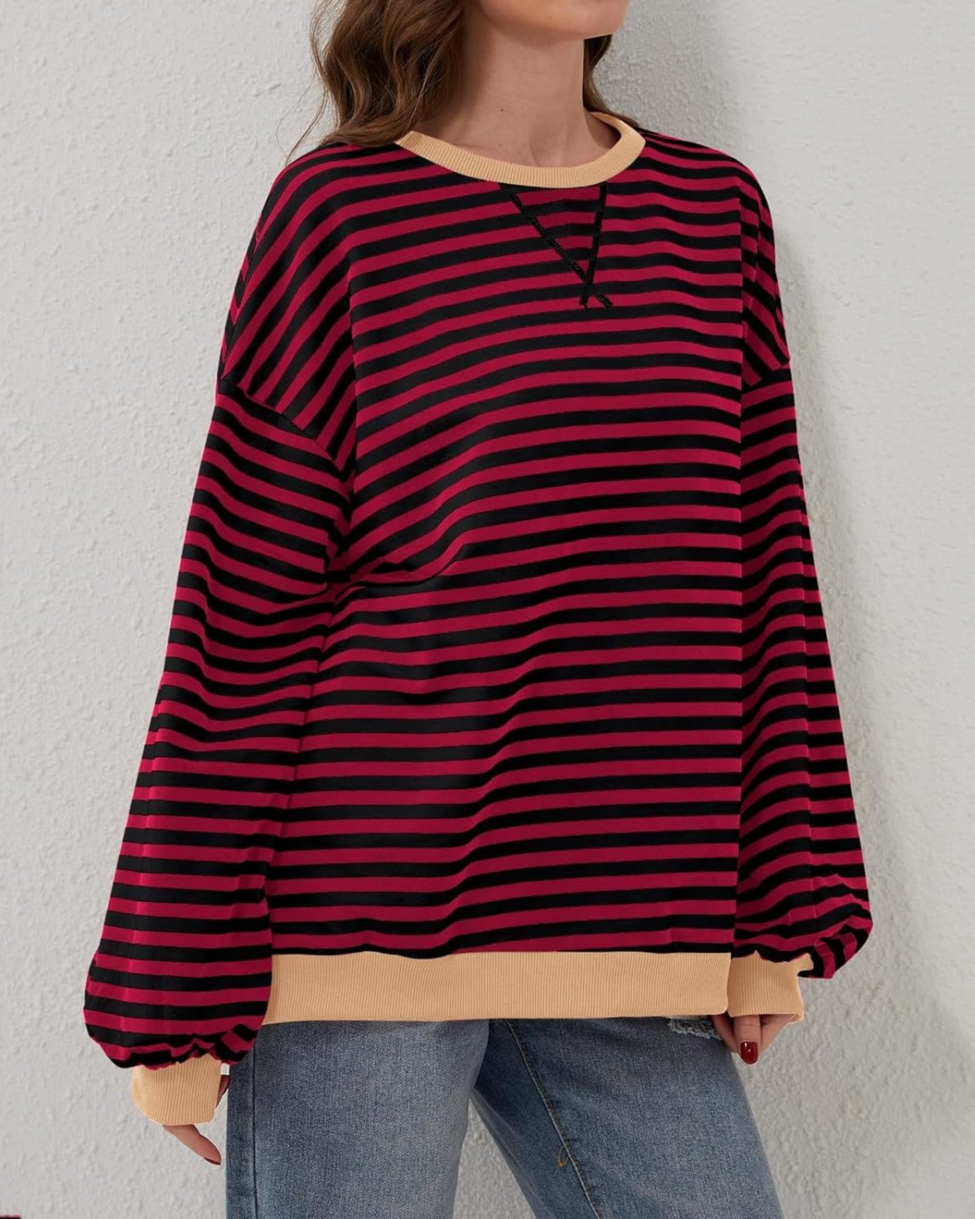 Luna™ | Oversized Striped Long-sleeve Crewneck