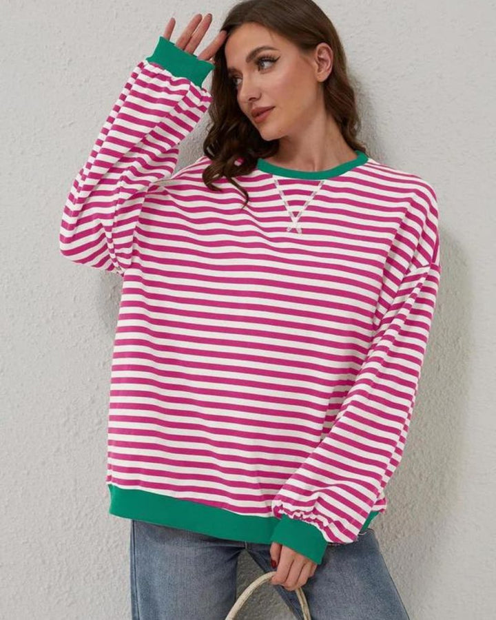 Luna™ | Oversized Striped Long-sleeve Crewneck