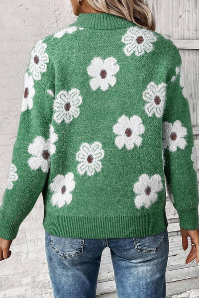 Bloom™ | Soft Floral Quarter-Zip Sweater