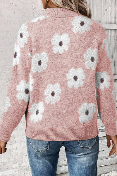 Bloom™ | Soft Floral Quarter-Zip Sweater