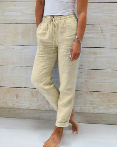 Adell™ | - Cotton and Linen pants w/ Elastic