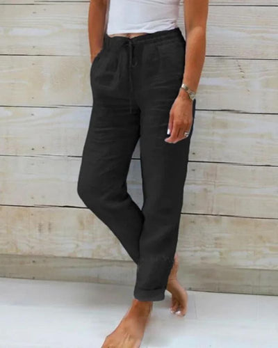 Adell™ | - Cotton and Linen pants w/ Elastic