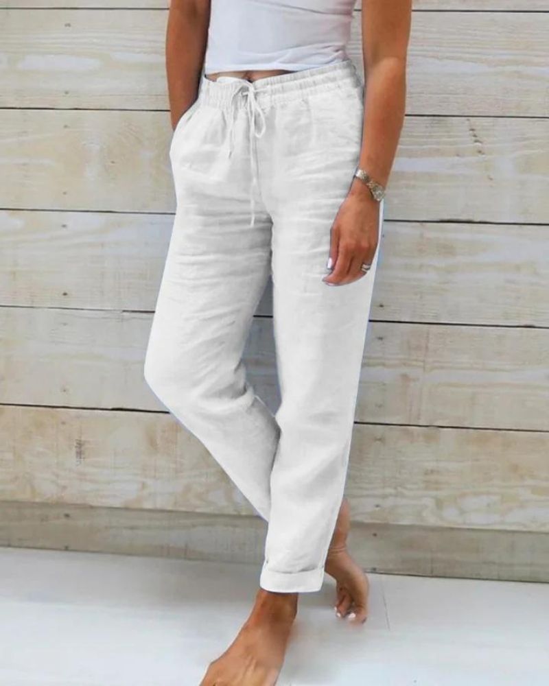 Adell™ | - Cotton and Linen pants w/ Elastic