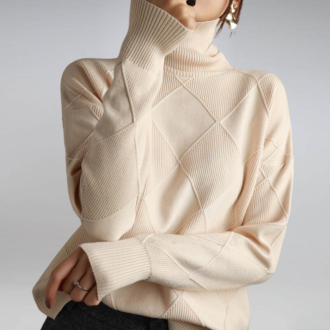 Madeline™ | Soft Hand-knitted Turtleneck Sweater (100% Organic Moreno Wool)