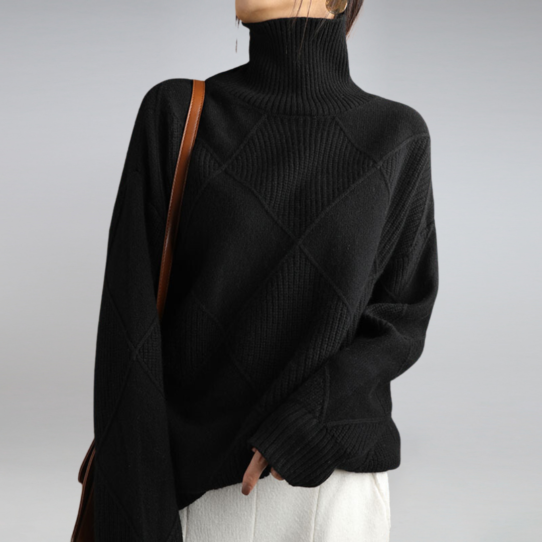 Madeline™ | Soft Hand-knitted Turtleneck Sweater (100% Organic Moreno Wool)