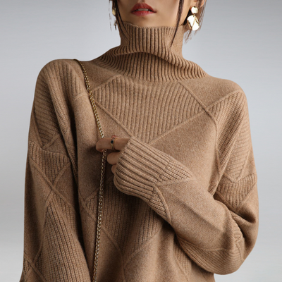 Madeline™ | Soft Hand-knitted Turtleneck Sweater (100% Organic Moreno Wool)