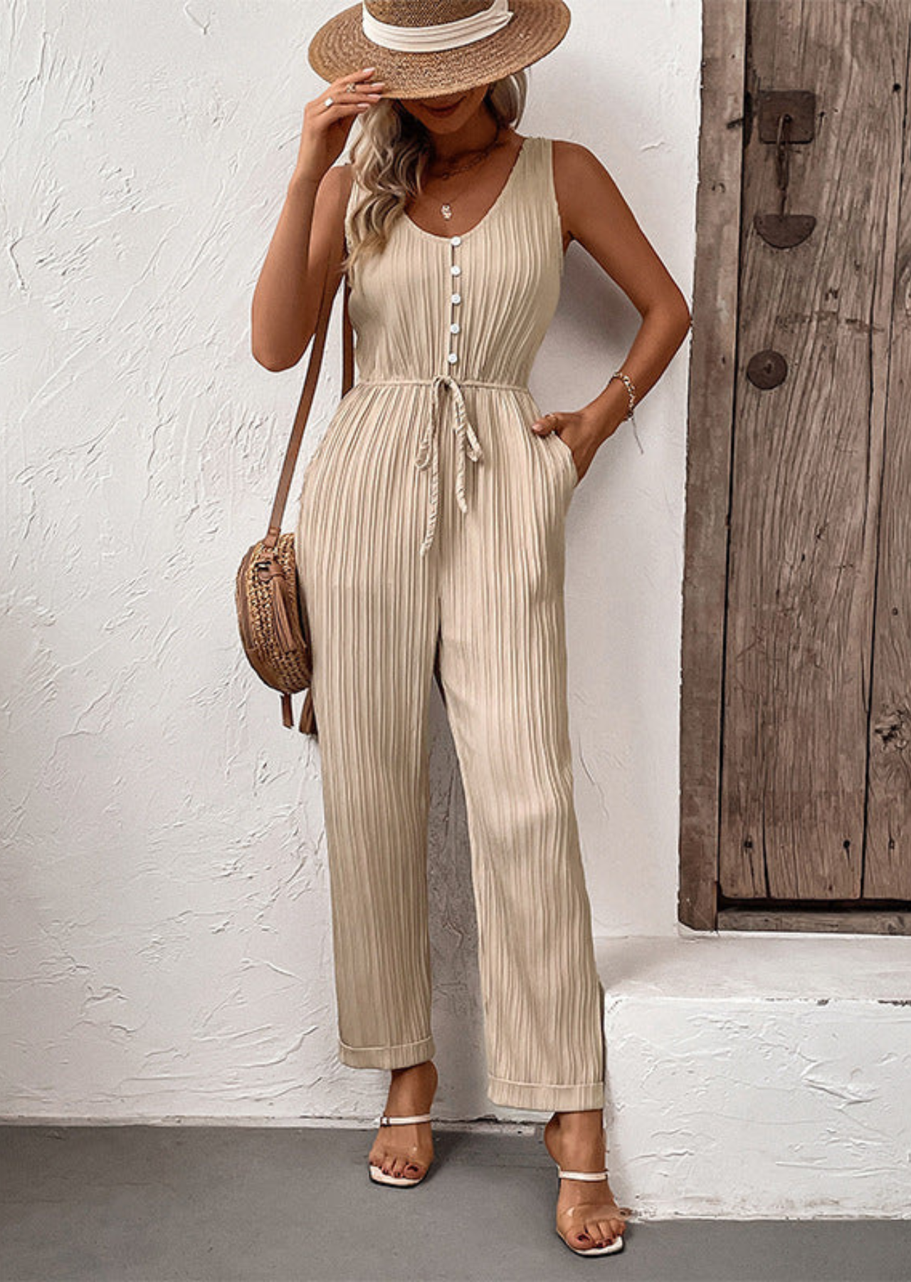 Jenny™ | Elegant Pleated Jumpsuit with Waist Tie