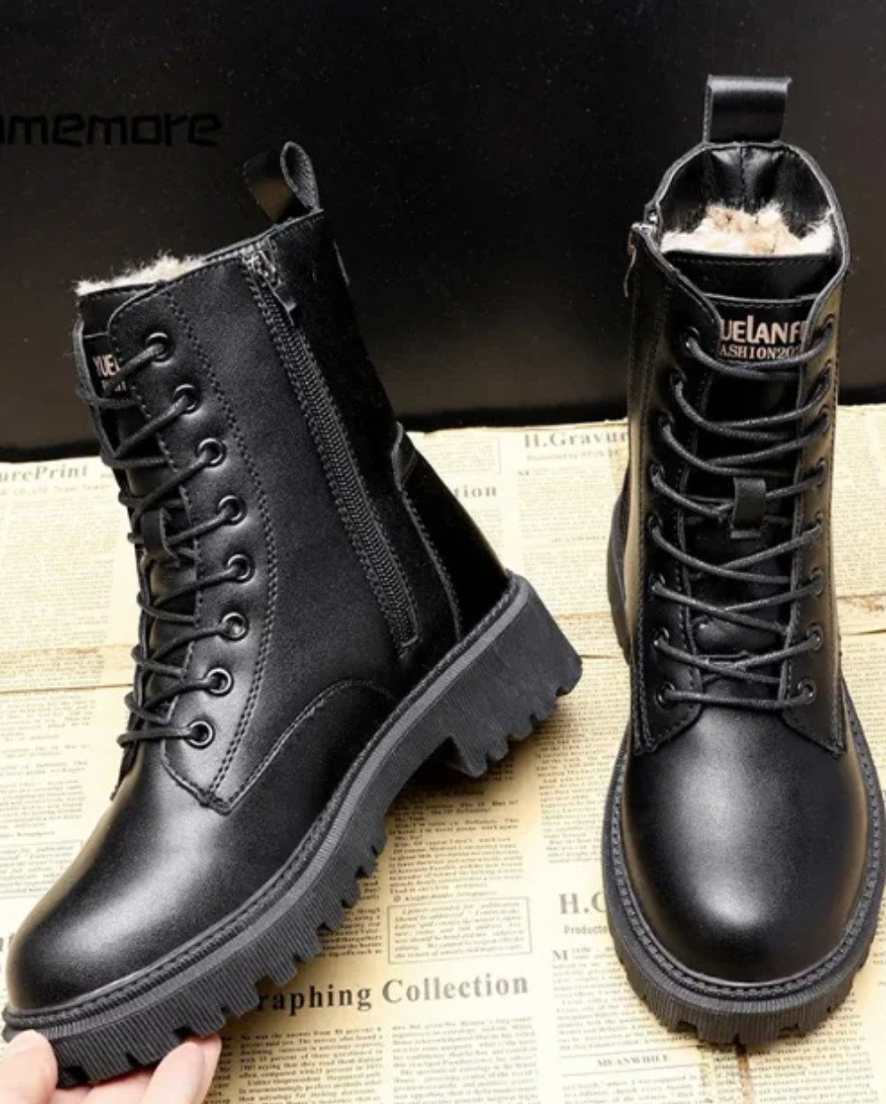 Andi™ | Luxury Black Leather Winter Boots