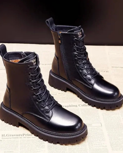 Andi™ | Luxury Black Leather Winter Boots