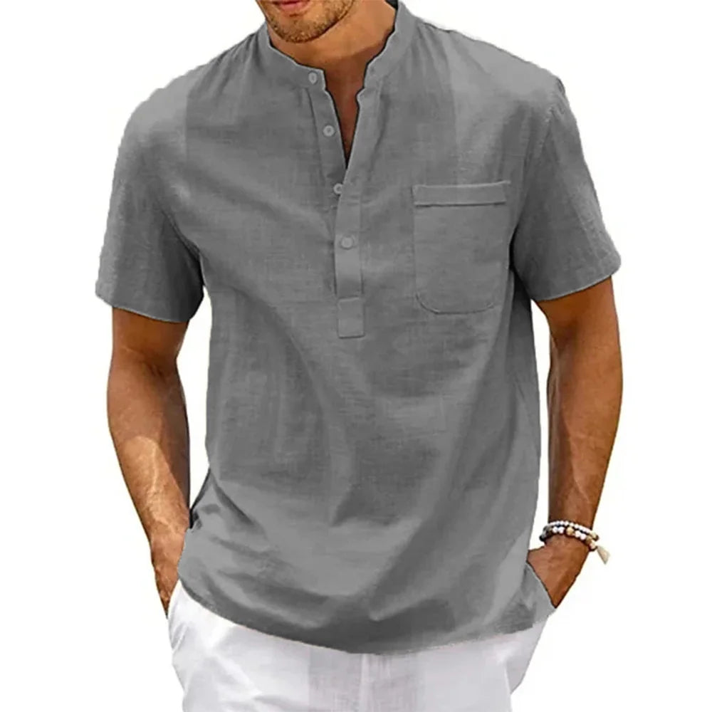 Mike | Cotton Henley Linen Shirt