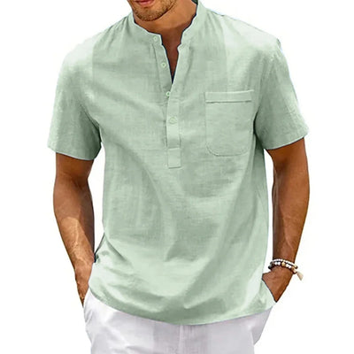 Mike | Cotton Henley Linen Shirt